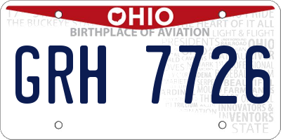 OH license plate GRH7726