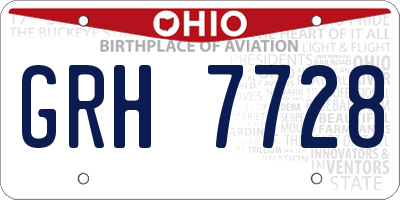 OH license plate GRH7728