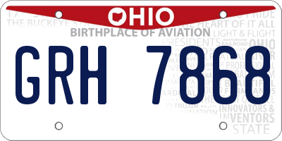 OH license plate GRH7868