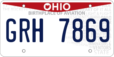 OH license plate GRH7869