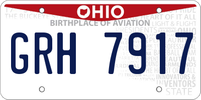 OH license plate GRH7917