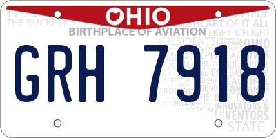 OH license plate GRH7918