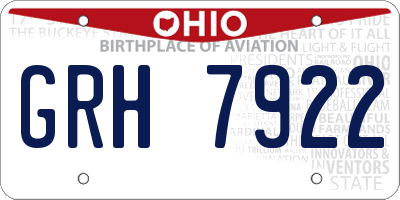 OH license plate GRH7922