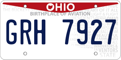 OH license plate GRH7927