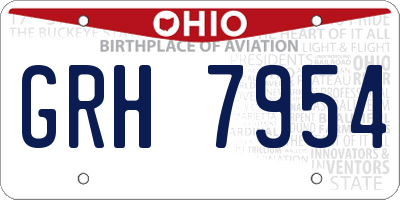 OH license plate GRH7954