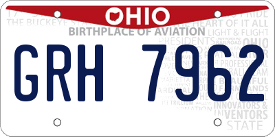 OH license plate GRH7962