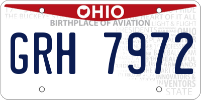 OH license plate GRH7972