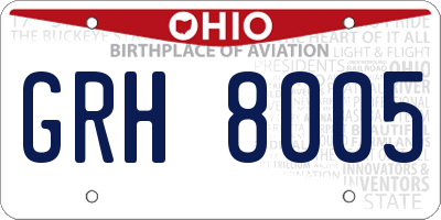 OH license plate GRH8005