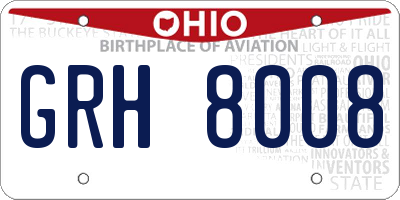 OH license plate GRH8008
