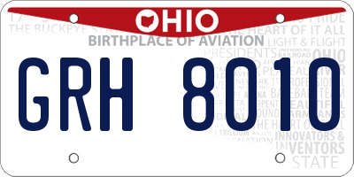 OH license plate GRH8010