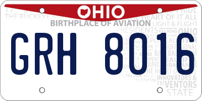 OH license plate GRH8016