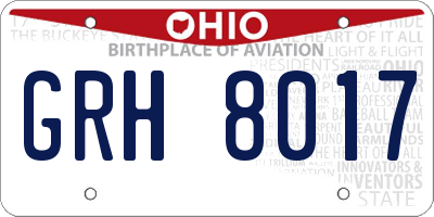 OH license plate GRH8017
