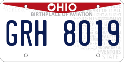 OH license plate GRH8019