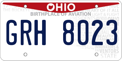 OH license plate GRH8023