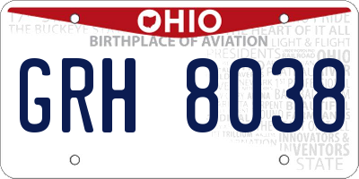 OH license plate GRH8038