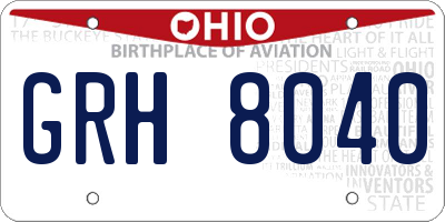 OH license plate GRH8040