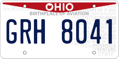 OH license plate GRH8041