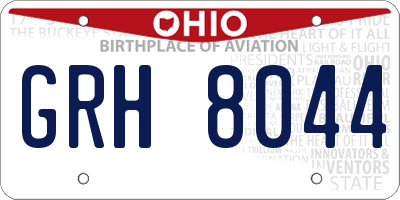 OH license plate GRH8044