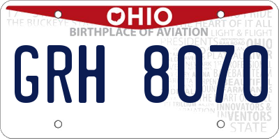 OH license plate GRH8070