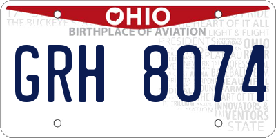 OH license plate GRH8074