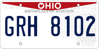 OH license plate GRH8102