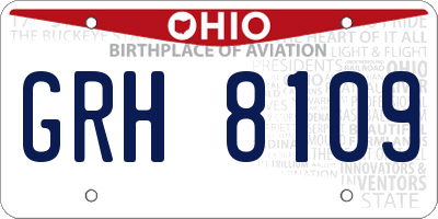 OH license plate GRH8109