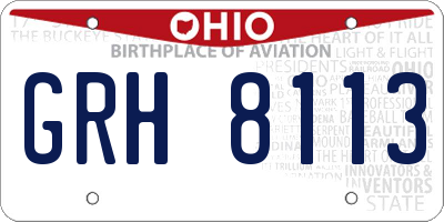OH license plate GRH8113