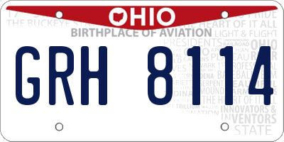 OH license plate GRH8114