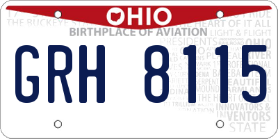 OH license plate GRH8115