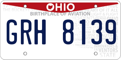 OH license plate GRH8139
