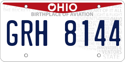 OH license plate GRH8144