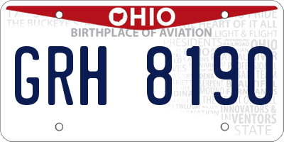 OH license plate GRH8190