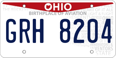 OH license plate GRH8204