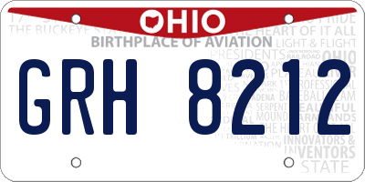 OH license plate GRH8212