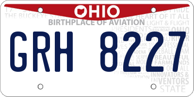 OH license plate GRH8227