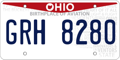 OH license plate GRH8280