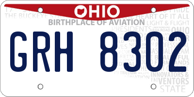 OH license plate GRH8302