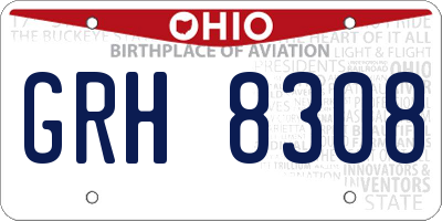 OH license plate GRH8308