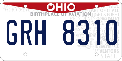 OH license plate GRH8310
