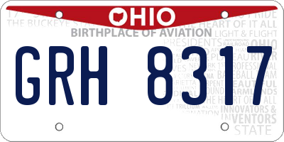 OH license plate GRH8317