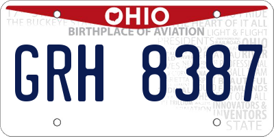 OH license plate GRH8387
