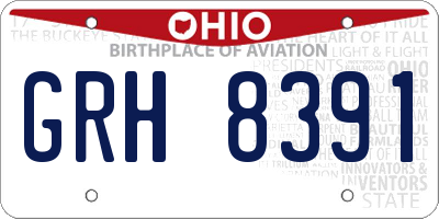 OH license plate GRH8391