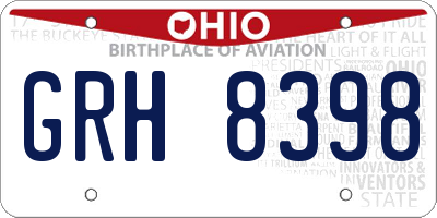 OH license plate GRH8398