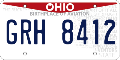 OH license plate GRH8412