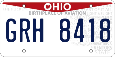 OH license plate GRH8418
