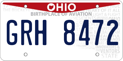 OH license plate GRH8472