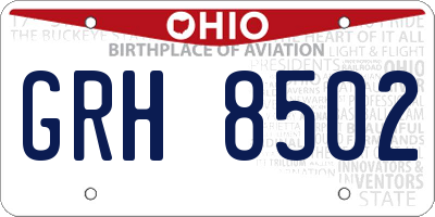 OH license plate GRH8502