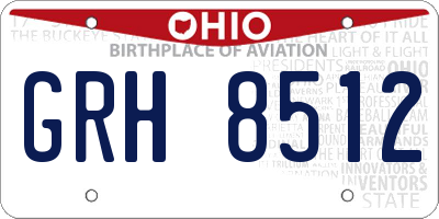 OH license plate GRH8512