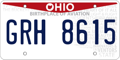 OH license plate GRH8615