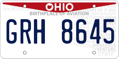 OH license plate GRH8645
